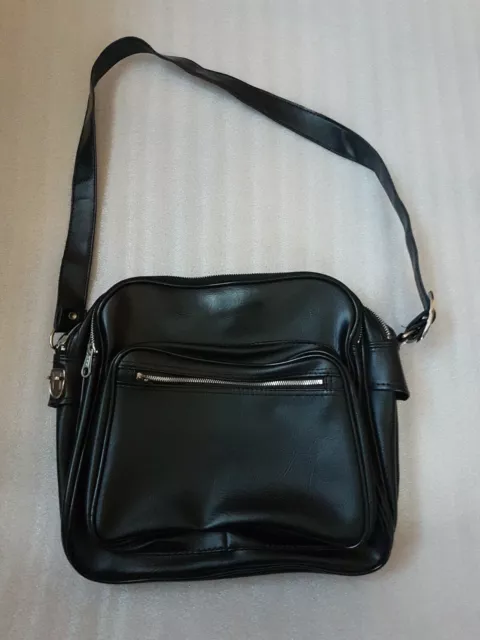 Herren Umhängetasche Vintage schwarz Schultertasche Arbeitstasche Reisetasche 70