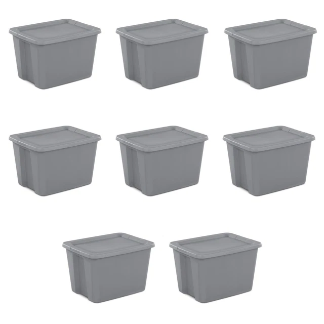 PLASTIC STORAGE CONTAINER Bins With Lids 18 Gallon Tote Box Titanium