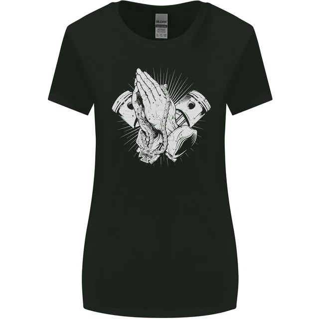 Maglietta Biker Prayer Biker Moto Moto Donna Taglio Più Largo