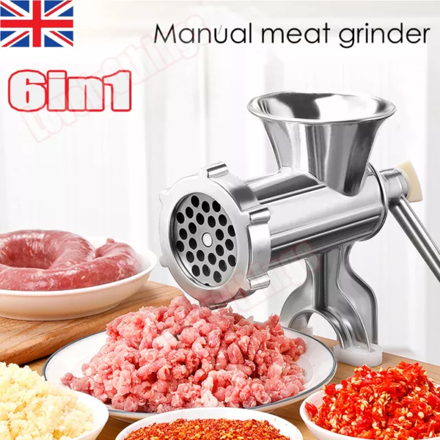 UK Manual Rotary Meat Grinder Mincer Machine Food Aluminium Alloy Sausage Maker