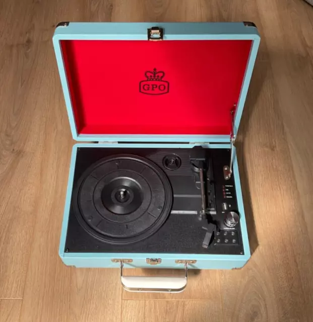 GPO Portable Attache Vinyl Record Player with Built-in Speakers Turntable