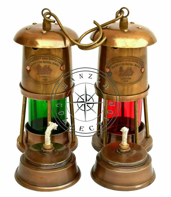 Nautische maritime Lampe, Laterne, Marina, Messing, kleines Schiff, Öl,...