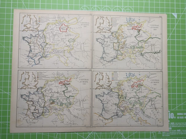 1882 Central Europe In 1180 1360 1460 1555 Map - Weller