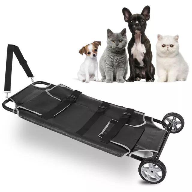 Animal Stretcher + 2 Wheels Pet Dog Trolley Transport Stretcher 50kg Capacity