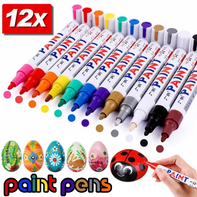 12x Acrylic Paint Pens For Rock Painting Stone Ceramic Glass Rock Markers AU