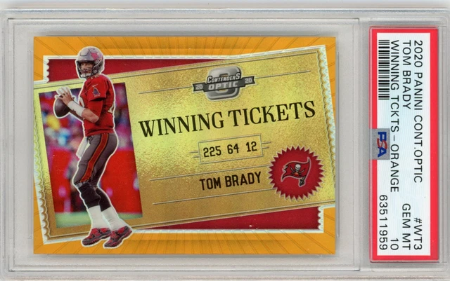 2020 Panini Contenders Optic Winning Tickets Tom Brady Orange 5/50 PSA 10