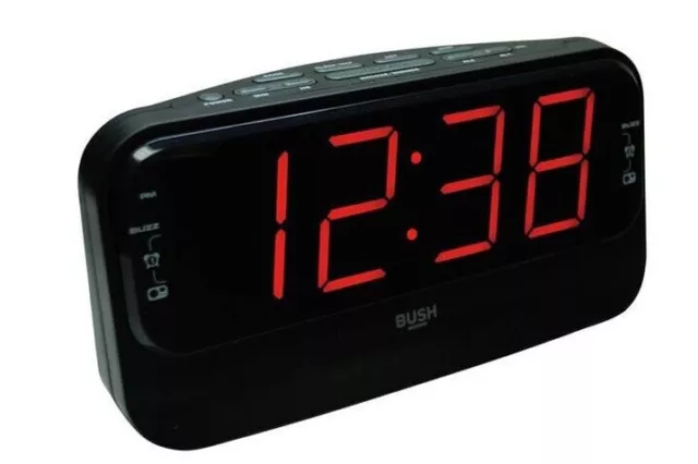 Bush Big Led Alarm Clock Radio - Black