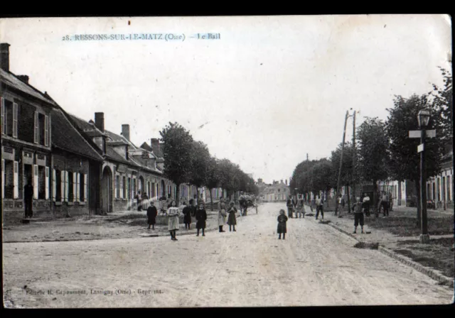 RESSONS-sur-MATZ (60) LE BAIL / ATTELAGE aux VILLAS animées en 1914