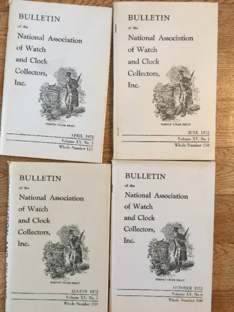 Bulletin of the National Association of Watch & Clock Collection 4 Booklets 1972