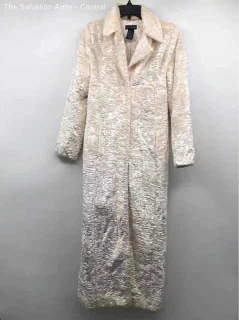 Bebe Womens White Fur Long Sleeve Collared Button Front Overcoat Size XS