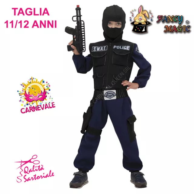 Costume Bambino Swat Agente Fbi Agente Segreto Travestimento Carnevale  Bambini S.W.A.T.