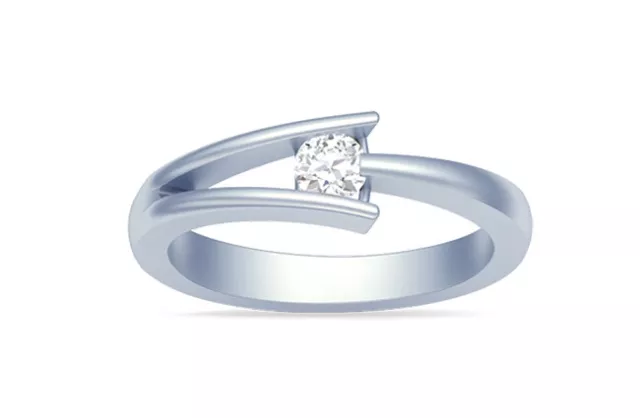 0.18ct Rond Naturel Solitaire Diamant 14k Blanc Solide Or Bague Grappe Taille