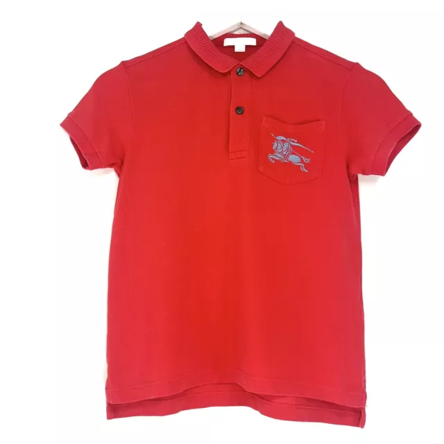 Burberry Children Kids Red Logo Short Sleeve Polo Top Shirt Age 8 Years Used