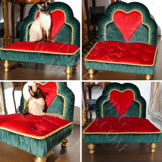 Dog Cat Bed Royal  luxury pattern gold red Shipping Worldwide classic old money