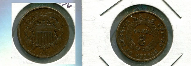 1864 Two Cent Piece Type Coin Fine 6832R
