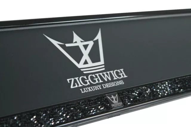 2 Kennzeichenhalter Ziggiwigi Luxury Designs Strass Schwarz Black Hochglanz Lack