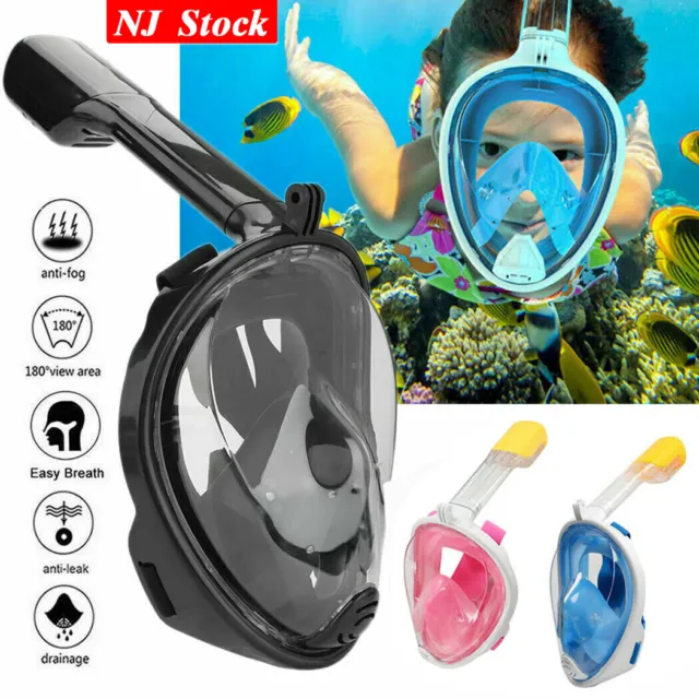 Full Face Mask Swimming Underwater Diving Snorkel Scuba For GoPro Glass Anti-Fo