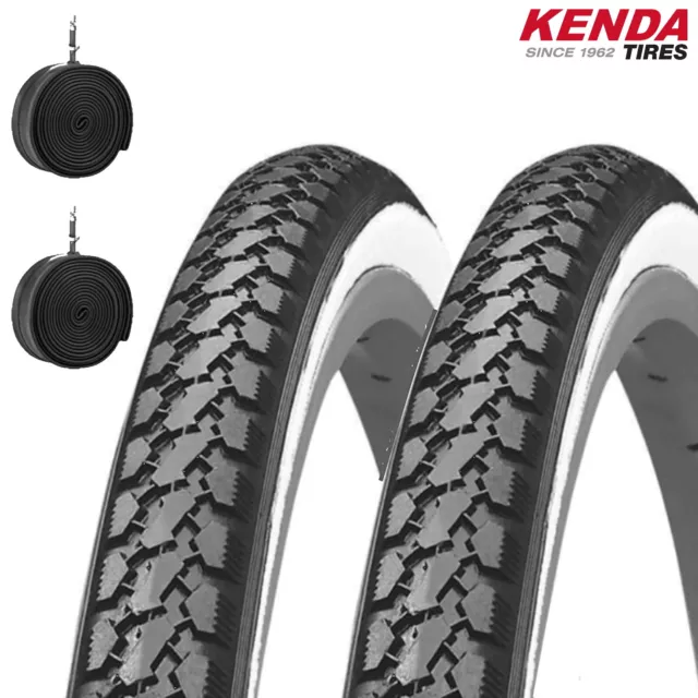 Kit 2 Copertoni Kenda 700 X 35 28 5/8 3/8 + Camere Bici City Bike Bianconeri