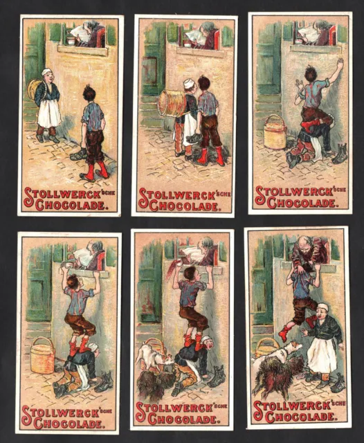 Naughty Children Stollwerck 1898 Ser 64 German Card Set Victorian Thief Dogs