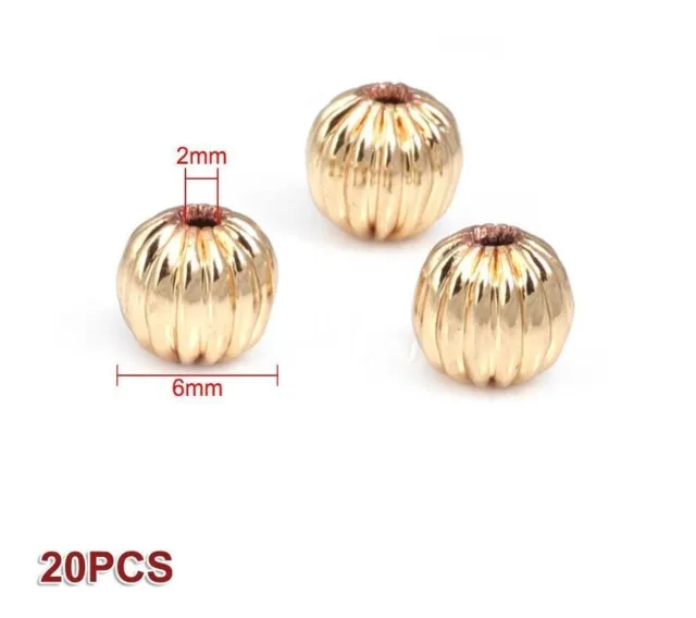 Brass Round Pumpkin Spacer Beads-Bracelets Bead Jewelry Making Accessories 20pcs
