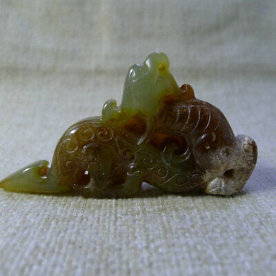Jade, pendant, Chinese Red Mountain culture, hand-carved, dragon, 0100