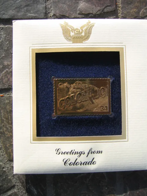 COLORADO Greetings From America replica 22 kt Gold Stamp FDI FDC Golden COVER