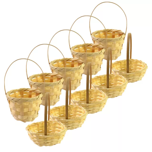 10 Pcs Mini Rattan Basket Dollhouse Baskets Tiny Woven Hamper Shopping Decor