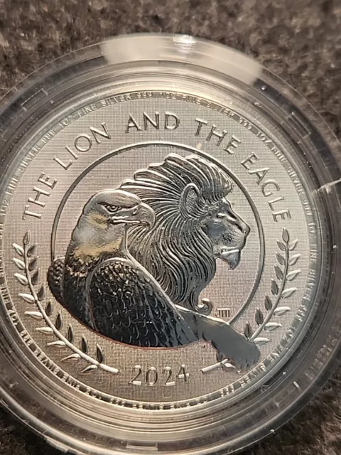 2024 1 Oz Silver British Lion & American Eagle.999 Fine Bullion Coin In Caps.