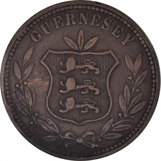 [#223273] Münze, Guernsey, 8 Doubles, 1868, Heaton, Birmingham, SS, Bronze, KM:7