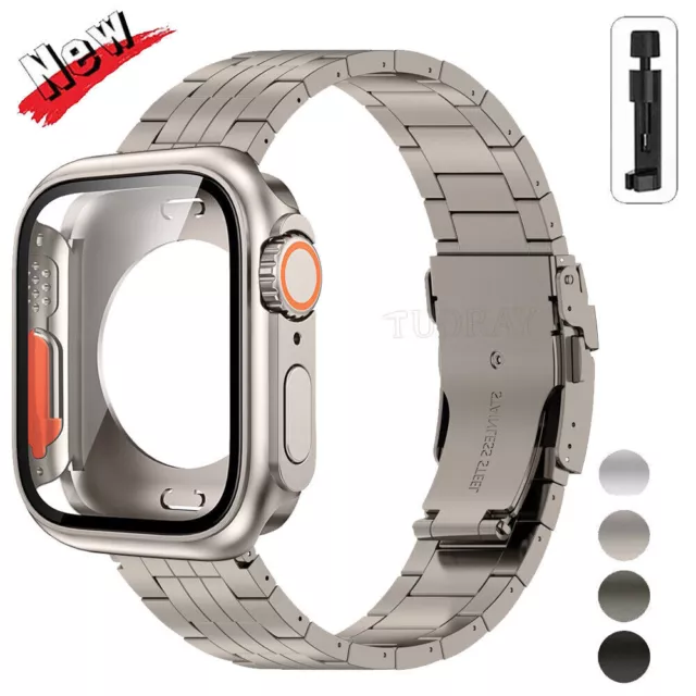 Titanium Band Strap+PC Case Cover For Apple Watch 9 8 7 6 5 4 SE 40/44mm 41/45mm