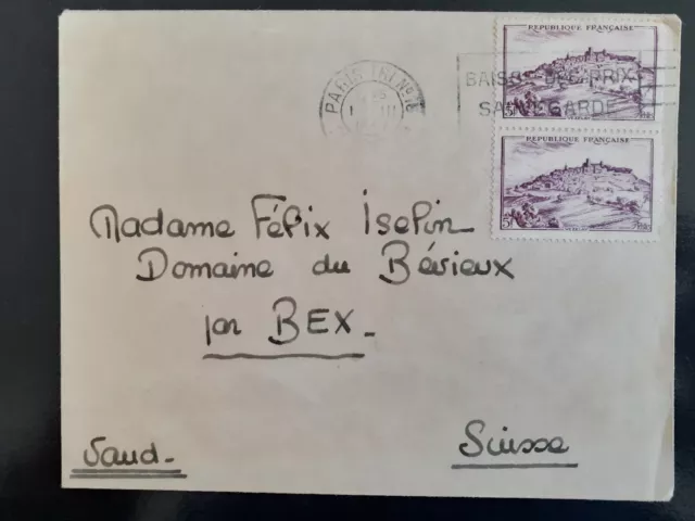 Frankreich 1946 - Vezelay- auf Brief nach Bex Schweiz - Mi. 756 - MeF