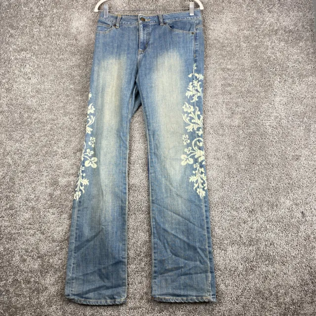 Disney Store Tinker Bell Straight Denim Jeans Women's Size 4 Blue Mid Rise Faded