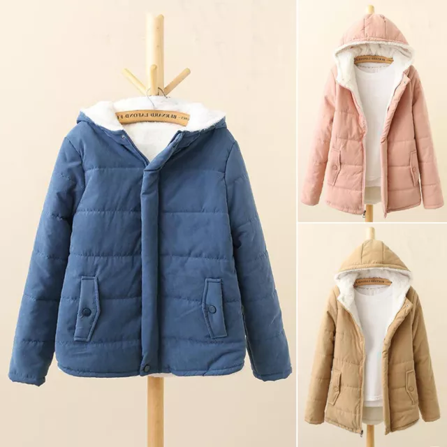 Women Warm Thick Plush Lined Hoodie Jacket Winter Thermal Outwear Coat Pockets