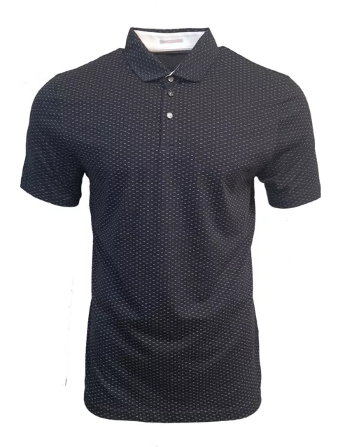 New Men's Ted Baker Polo Shirt Black With White Dot Print Pattern Tshirt