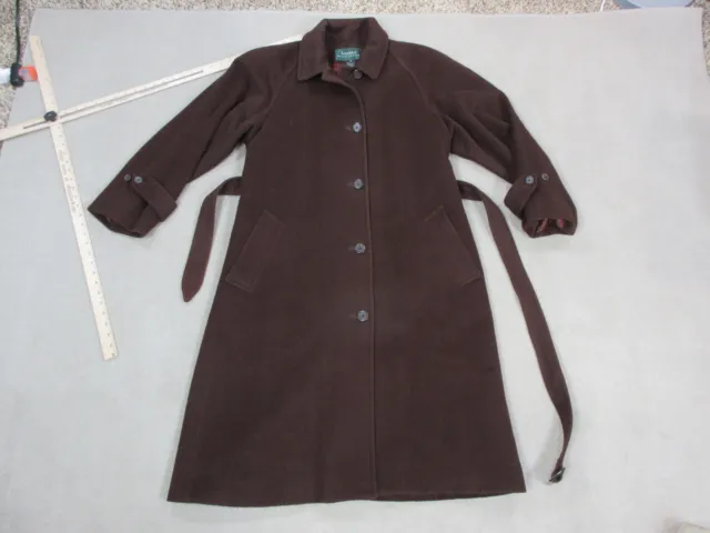 Lauren Ralph Lauren Jacket Womens 10 Brown Trench Coat Camel Hair Wool Long *