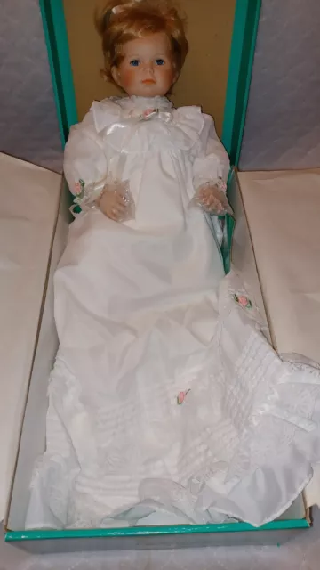 Towle Porcelain Hand Painted Elizabeth Ann ‘90s NIB 19”Christening Doll w/COA