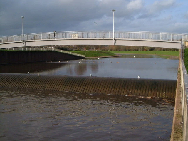 Photo 6x4 Weir and bridge on flood relief channel, Exeter Just feet from  c2006