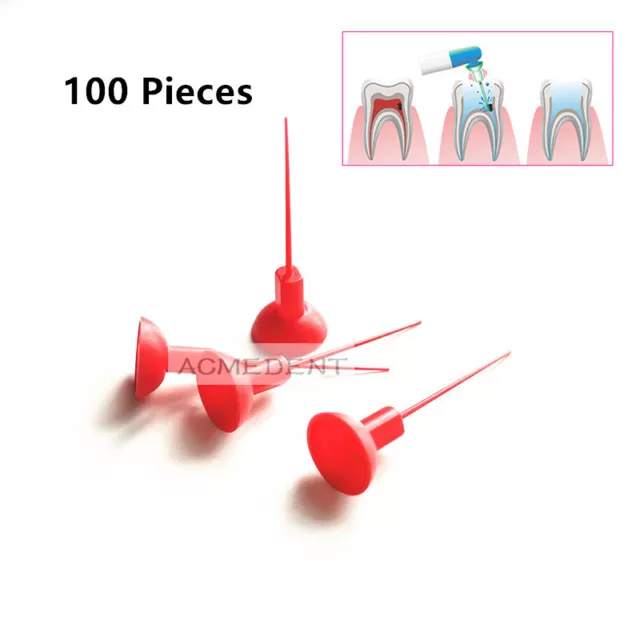 100Pc Dental Activator Tips Ultra Sonic Activator Irrigator Needle Tip MediumRed