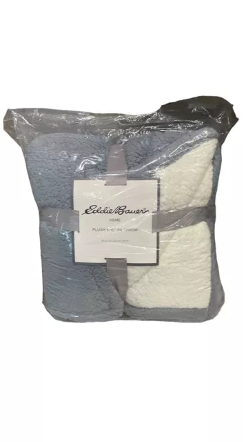 Eddie Bauer Home PLUSH SHERPA THROW 60X70 Blanket Gray & White. NWT Sealed