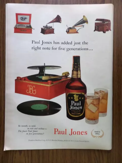 1951 Paul Jones Whiskey Ad  Five Generations Phonographs