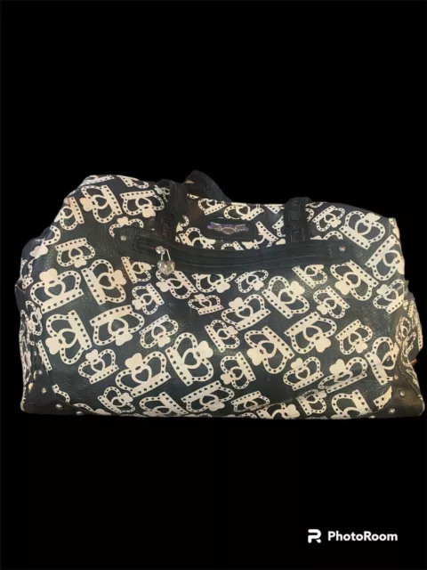KATHY VAN ZEELAND Black And White Crown Duffle Bag Weekender