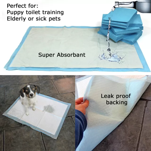 150 Large Puppy Pads Dog Pet Toilet House Training 60x45cm Wee Potty Pee Mat Cat 2