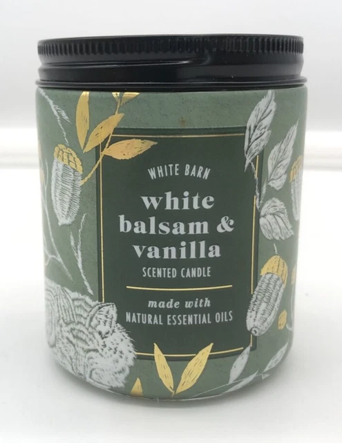 Bath & Body Works White Barn White BALSAM & VANILLA Glass Jar, 1 Wick Candle 7oz