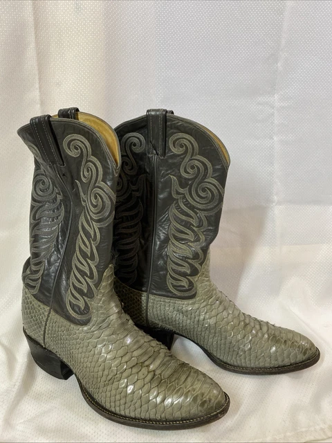 VTG GOLD LABLE Tony Lama Gray Python Almond Toe 13 D See Pics For ...