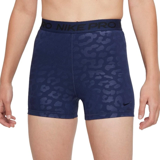 Pantaloncini da corsa stampati Nike Pro da donna 3"" taglia media (Regno Unito 12) blu navy DD6177 410