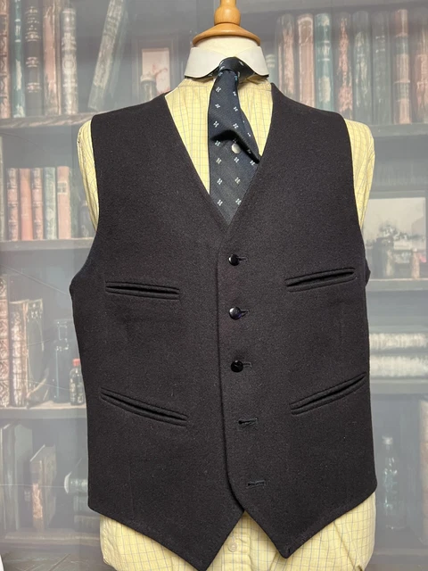 Vintage  Dunn & Co Midnight Blue Wool Doeskin Waistcoat/Vest 46"/117cm Chest ...