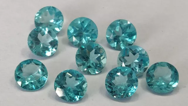 10 pc Lot Of Natural Paraiba Color Apatite 2mm to 7mm Round Faceted AAA Quality 2