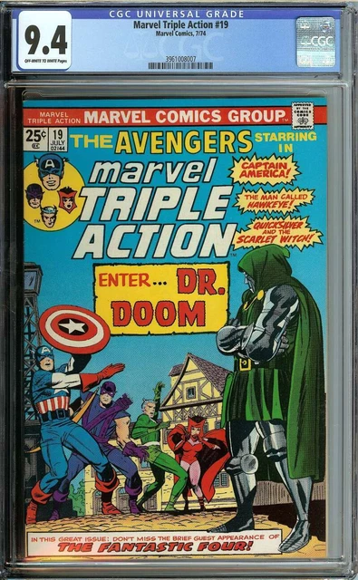 Marvel Triple Action #19 Cgc 9.4 Ow/Wh Pages // Marvel Comics 1974