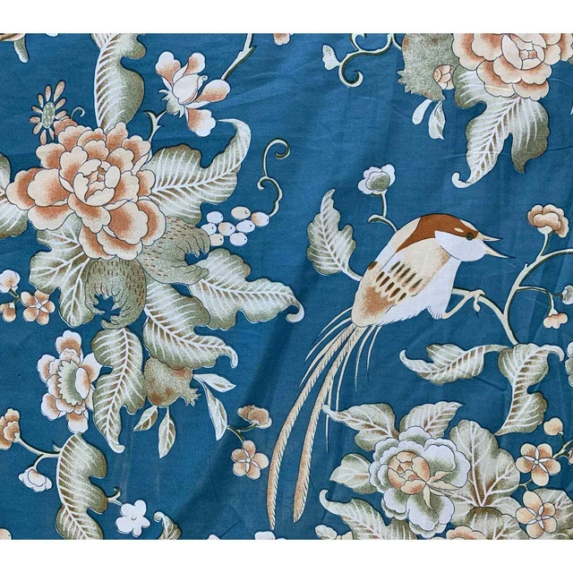 bird butterfly floral fabric Belfast Editions Chotard Paris 61" W sold BTY blue