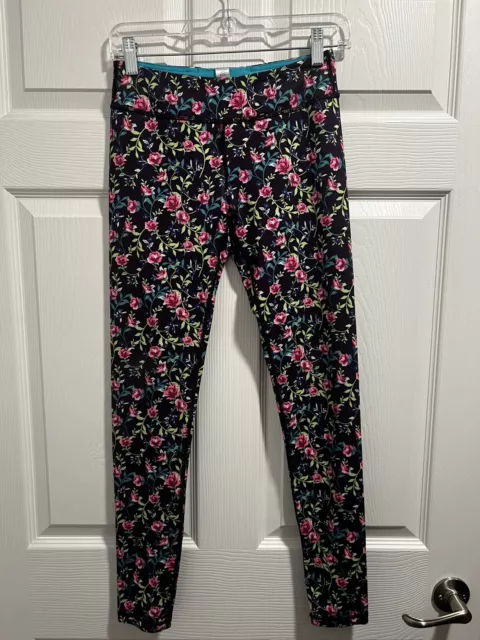 Ivivva Lululemon Plum Floral Print Rhythmic Tight Full Length Leggings Size 14